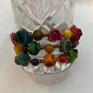 Artisan bead paper machete bracelet wrap style Boho Beautiful!